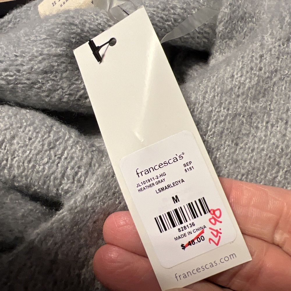 HARPER HERITAGE Boutique Sweater - Light Gray Twist Knot Back‎ Size Medium - Picture 7 of 9